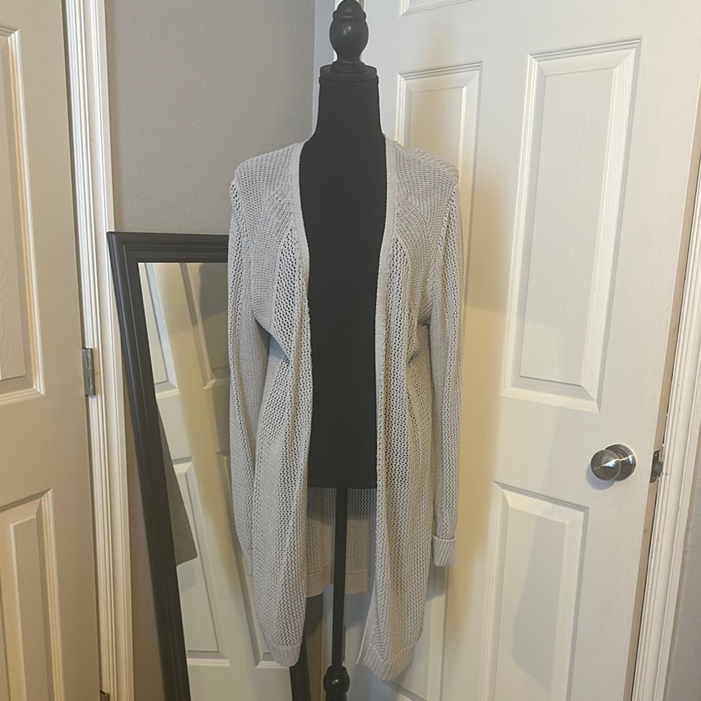 Athleta Gray Open-Front Cardigan Sweater